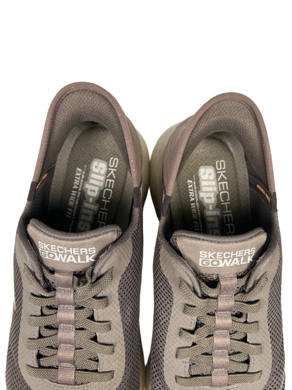 Skechers Men's Gray/Taupe Slip-In Go Walk Hands Free Sneakers - 11 Extra Wide image 3