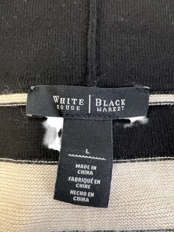 White House Black Market Women's Black/Beige Long Sleeve Open Cardigan - L image 3