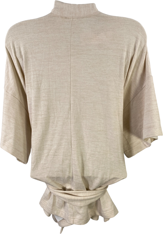 Gap Women’s Ivory Short Sleeve Pocket Front Tie Close Cardigan Sweater - XS image 2
