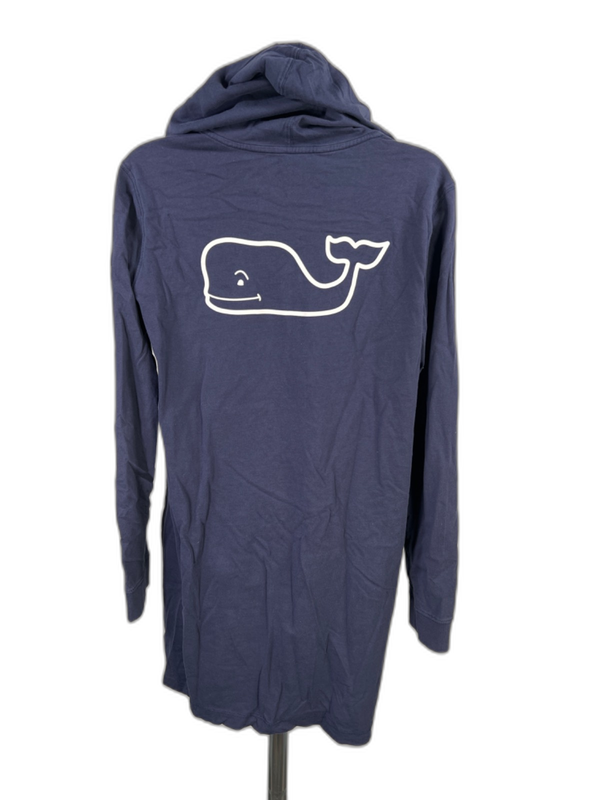 Vineyard Vines Women's Blue Graphic Whale Hooded Beach Cover Up Dress - M image 2