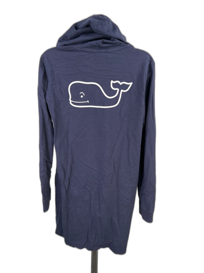 Vineyard Vines Women's Blue Graphic Whale Hooded Beach Cover Up Dress - M image 2