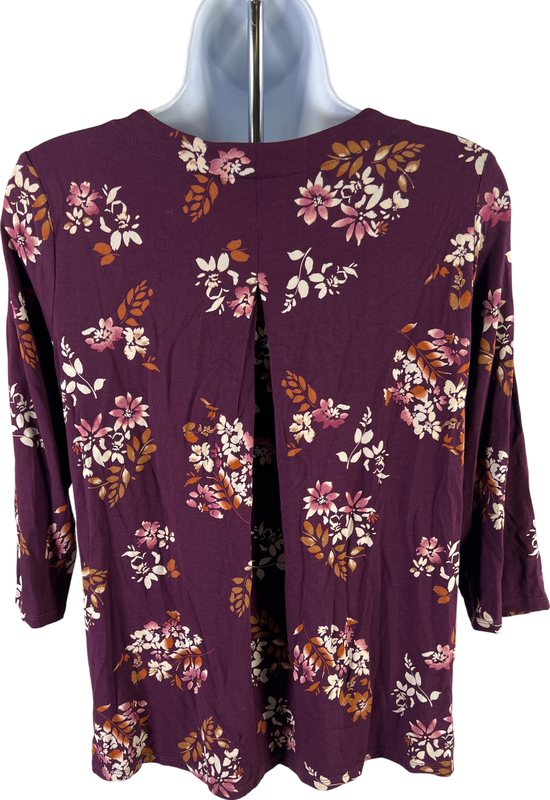 J. Jill Women’s Purple Floral Wearever 3/4 Sleeve Shirt - XS image 2