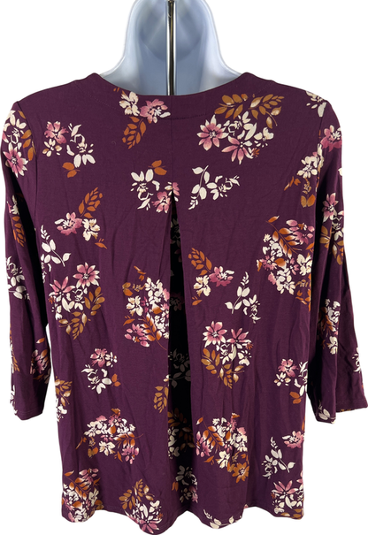 J. Jill Women’s Purple Floral Wearever 3/4 Sleeve Shirt - XS image 2