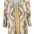 Chico’s Zenergy Women’s Yellow/White 3/4 Sleeve V-Neck Shirt - 1/US 8