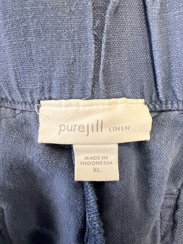 J Jill PureJill Women's Blue Linen Pull On Capri Pants - XL image 3
