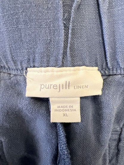 J Jill PureJill Women's Blue Linen Pull On Capri Pants - XL image 3