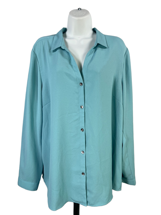 J.Jill Women's Blue Long Sleeve Button Up Blouse - L