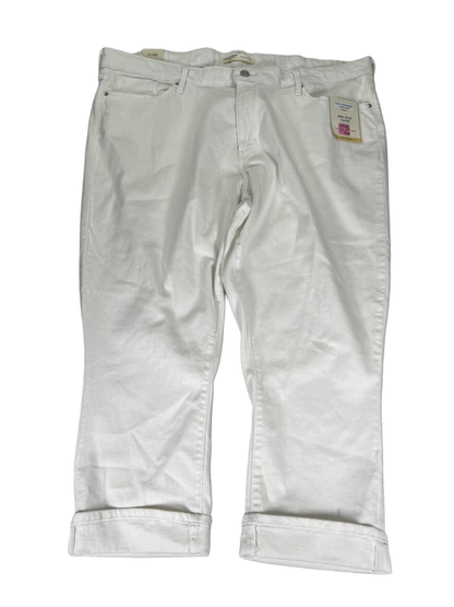 Levi's Women's White Signature Gold Mid Rise Capri Cuffed Denim Jeans - 20
