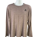 Reebok Men's Brown Driftwood Heather Long Sleeve Slim Athletic Shirt - XL
