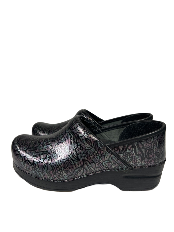 Dansko Women's Black Metallic Patent Leather Professional Work Clogs - 7.5/8 image 5