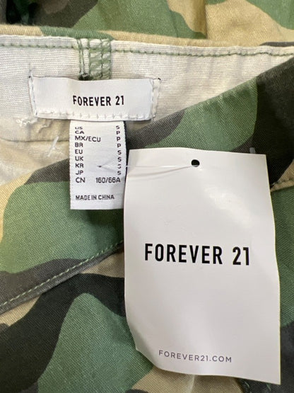 Forever 21 Women's Green Camoflauge Side Zip Strapless Pleated Mini Dress - S image 3