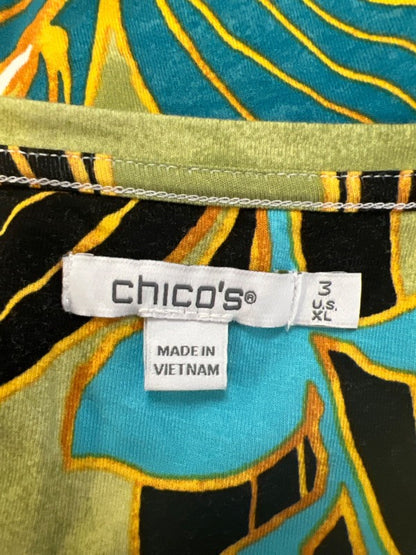 Chico's Women's Multicolor Floral Scoop Neck Sleeveless Shirt - 3/US XL image 3