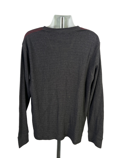GH Bass & Co Men's Dark Gray Waffle Knit Quarter Button Long Sleeve Shirt - 3XL image 2