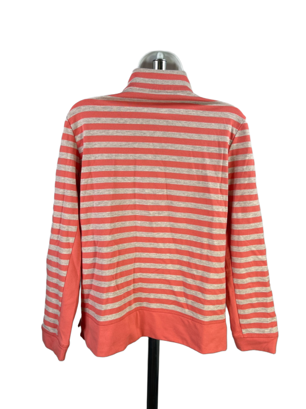 Chico's Women's Gray/Coral Weekends Striped Long Sleeve Zip Up Jacket - 0/US 4 image 2