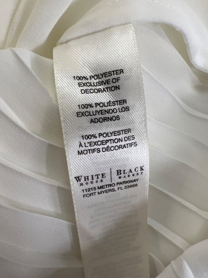 White House Black Market Women's White Pleated V Neck Sleeveless Blouse - 4 image 4