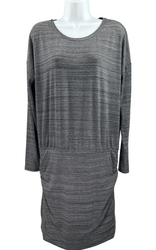 Athleta Women’s Gray Ruched Avenues Long Sleeve T-Shirt Dress - M image 2