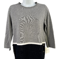 Croft and Barrow Women's Gray/Black Colorblock  3/4 Sleeve Sweater - XS