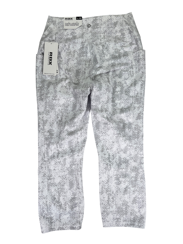 RBX Women's Gray/White Capri Length Athletic Leggings - L image 2