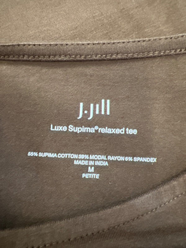 J Jill Women's Brown Relaxed Short Sleeve Tee Shirt - M Petite image 3