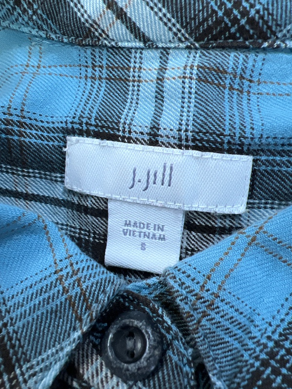 J.Jill Women's Blue/Brown Plaid Long Sleeve Button Up Shirt - S image 3