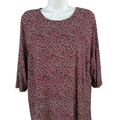 J Jill Women's Black/Red Patterned Elbow Sleeve Tee Shirt - L