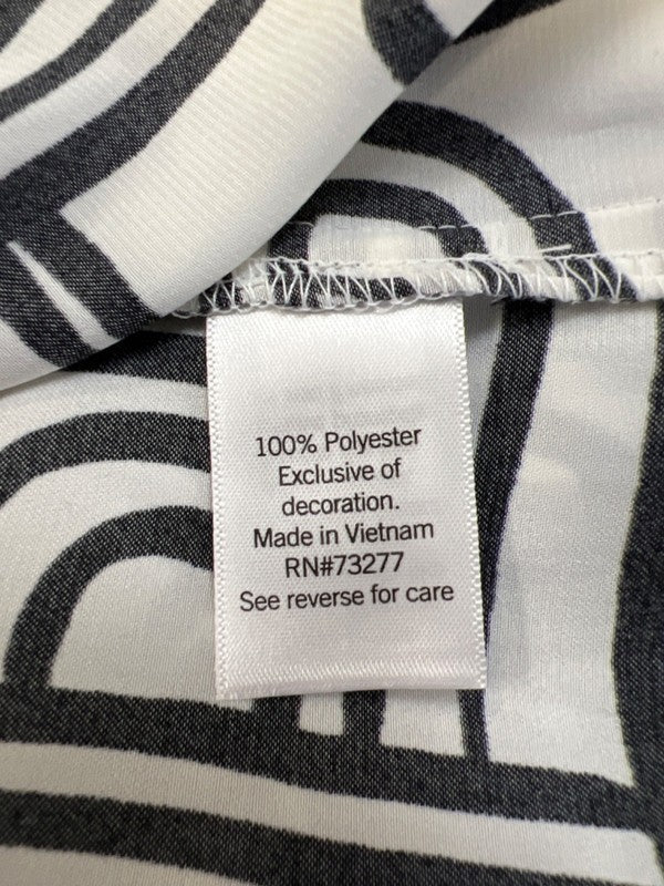 Nine West Women's Black/White Geometric V Neck Short Sleeve Blouse - XXL image 4