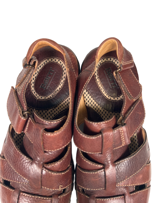 Born Men's Brown Leather Woven Slingback Fisherman Sandals - 11/45 image 3