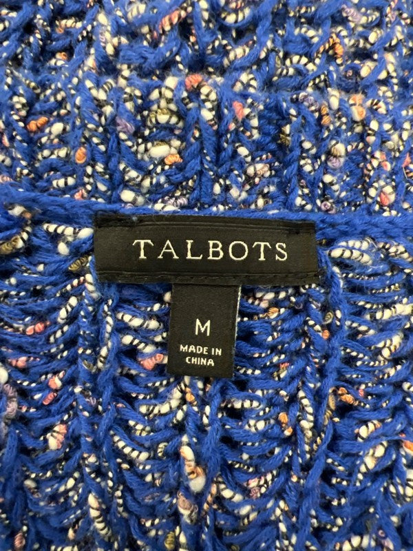 Talbots Women's Blue 3/4 Sleeve Open Knit Pullover Sweater - M image 3