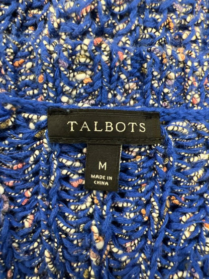 Talbots Women's Blue 3/4 Sleeve Open Knit Pullover Sweater - M image 3