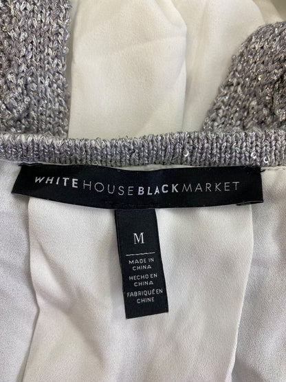 White House Black Market Women’s Gray Sequin Lined Sweater - M image 3