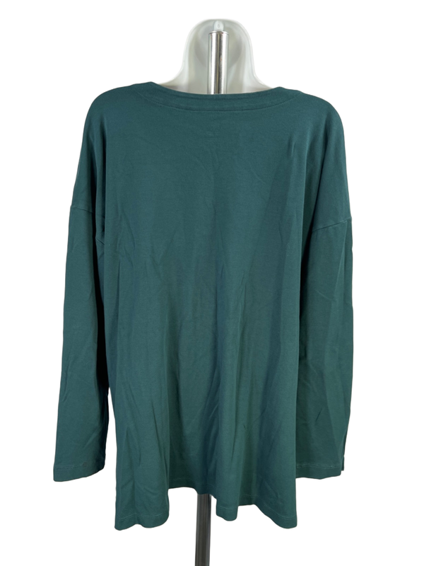J Jill Women's Green V Neck Tunic Long Sleeve Shirt - L Tall image 2