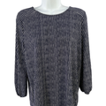 Adrianna Papell Women's Blue/White Striped 3/4 Sleeve Blouse - M