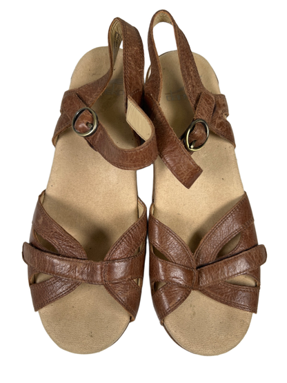 Dansko Women's Browm Leather Season Adjustable Slingback Wedge Sandals - 38/US 8 image 3