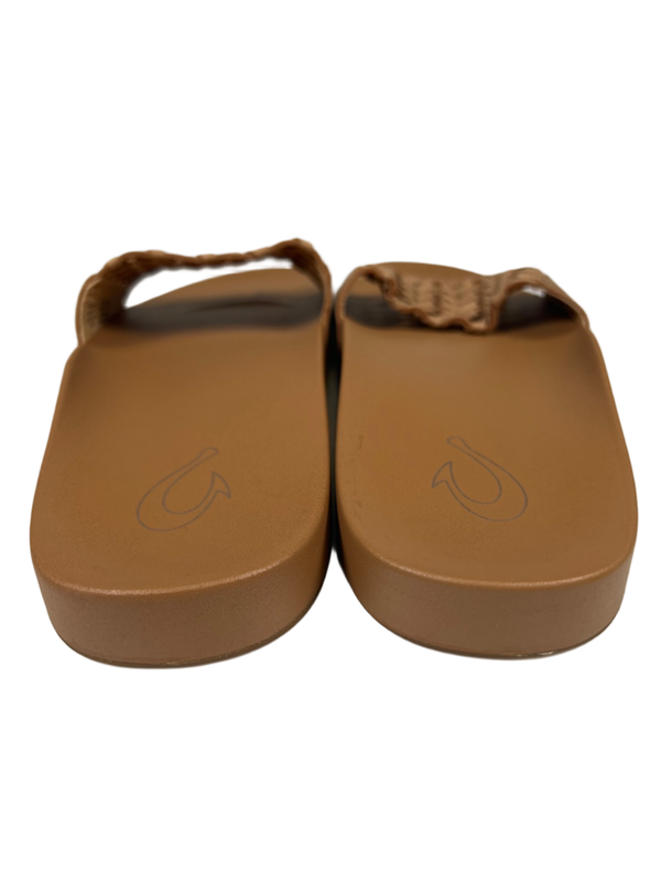 Olukai Women's Tan Leather Woven Kamola Slide Sandals - 9 image 4