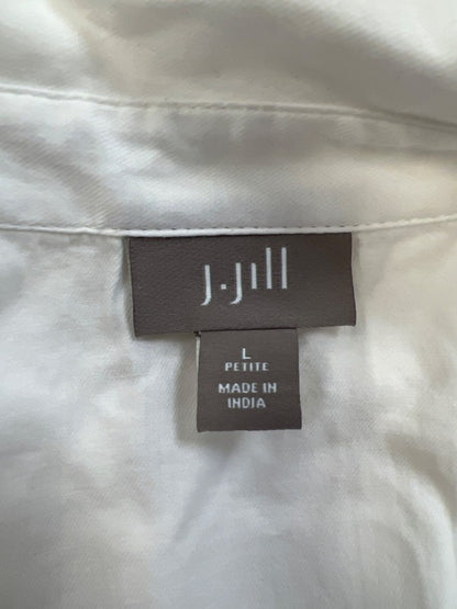 J. Jill Women’s White 100% Cotton Boho Style 1/2 Button Blouse - Petite L image 3