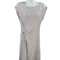 Max Studio Women's White/Black Striped Cap Sleeve Textrued Hi-Low Dress - M