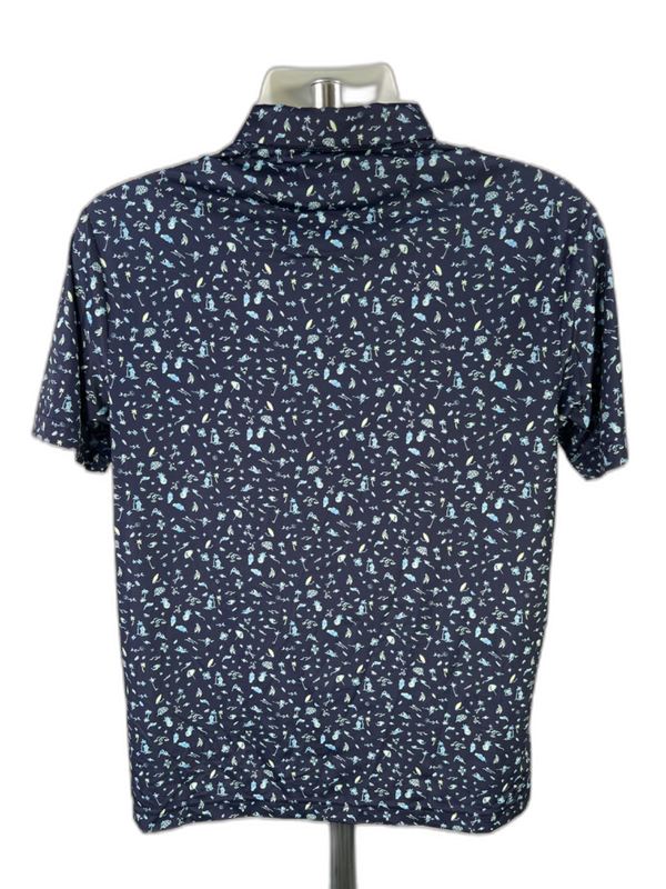 Nicklaus Men's Blue Short Sleeve Tropical Golf Polo Shirt - S image 2