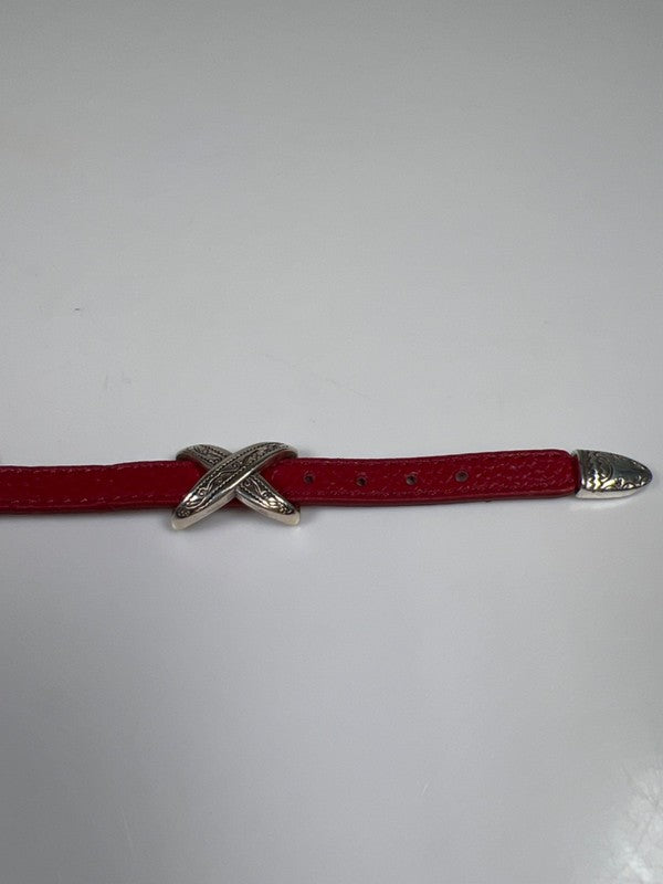 Brighton Women's Red Leather Kriss Kross Etched Bandit 9in Bracelet image 7