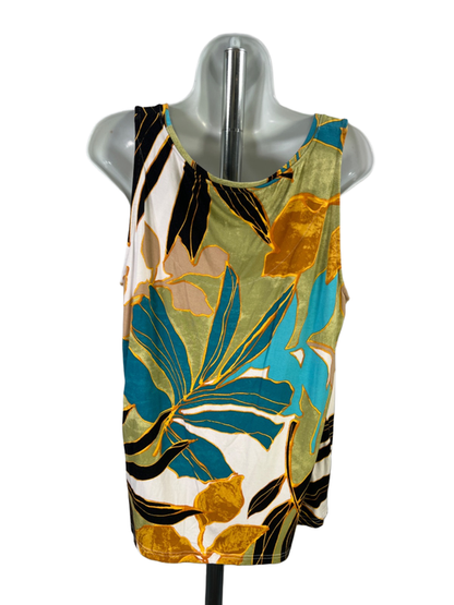 Chico's Women's Multicolor Floral Scoop Neck Sleeveless Shirt - 3/US XL image 2