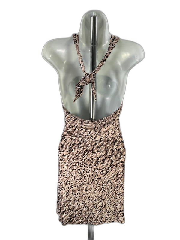 Ann Taylor Women's Beige/Black Halter Tie Tunic Blouse - M image 2