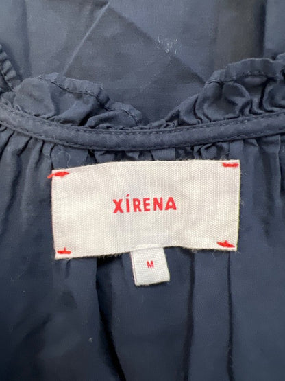 Xirena Women's Blue V-Neck Short Puff Sleeve Blouse - M image 3
