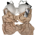 Bali Women's White/Beige Mixed Style Underwire Lift Lot of 3 Bras - 42C