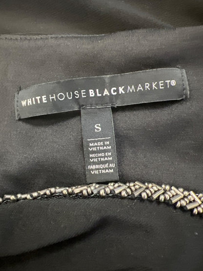 White House Black Market Women's Black Beaded V-Neck Tank Top Blouse - S image 3