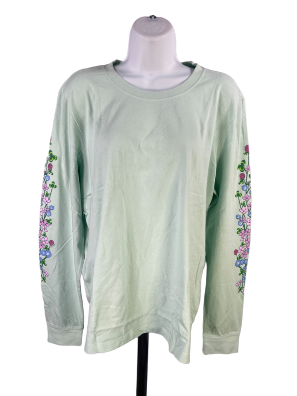 Life is Good Women's Green/Blue Crusher Wildflowers Long Sleeve Shirt - XL