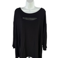 Tahari Women's Black Mesh Cut Out 3/4 Sleeve Shirt - 1X