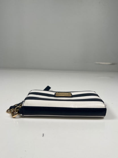 Michael Kors Women's Blue Striped Saffiano Leather Zip Around Wristlet Wallet image 4
