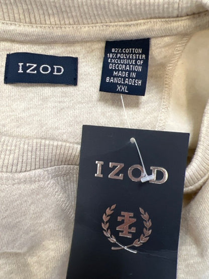 IZOD Men's Beige Sueded Fleece Embroidered Long Sleeve Sweatshirt - XXL image 3