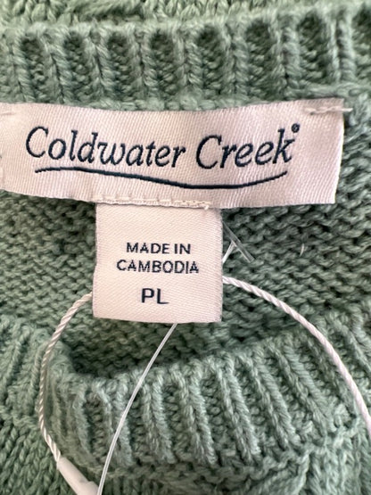 Coldwater Creek Women's Green Knit Long Sleeve Side Button Sweater - L Petite image 3