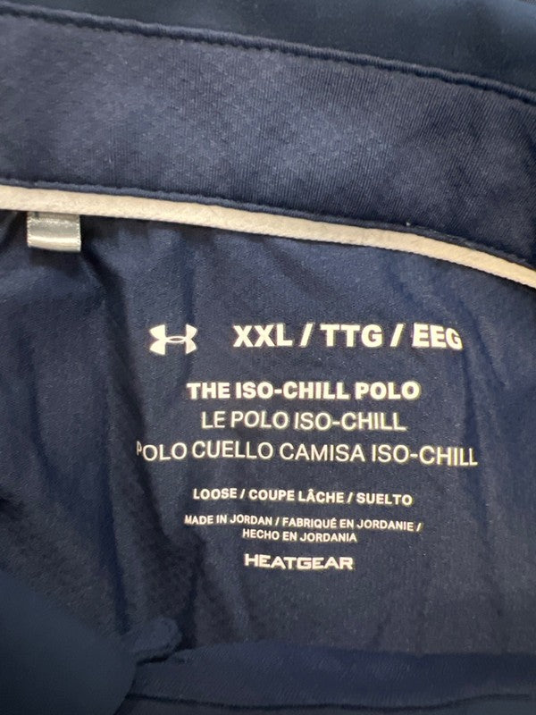 Under Armour Men's Blue Iso-Chill Heatgear Loose Short Sleeve Polo Shirt - XXL image 3