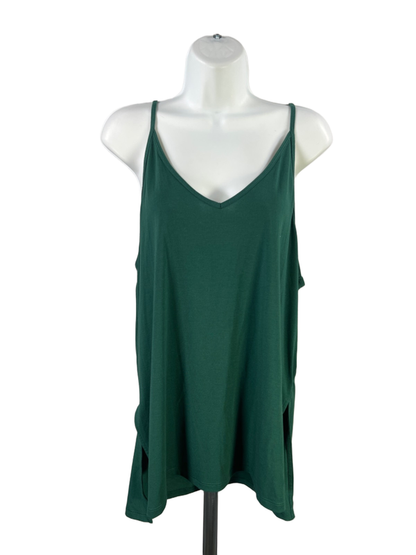 Athleta Women's Green V Neck Side Slit Cami Strap Sleeveless Tank Top - L